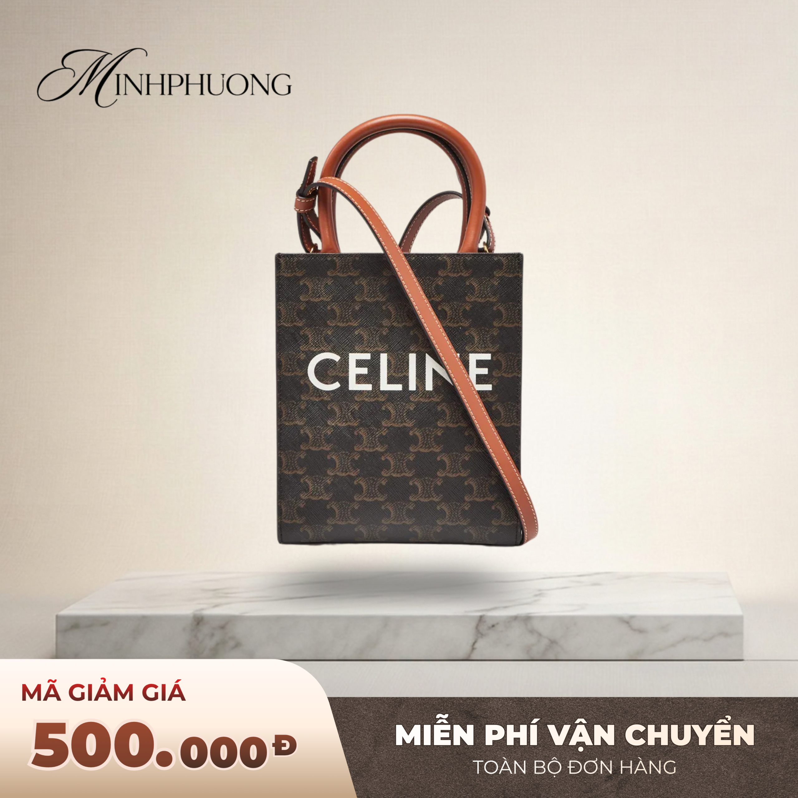 celine black/brown triomphe coated canvas/leather mini vertical tote bag celine black/brown triomphe coated canvas/leather mini vertical tote bag