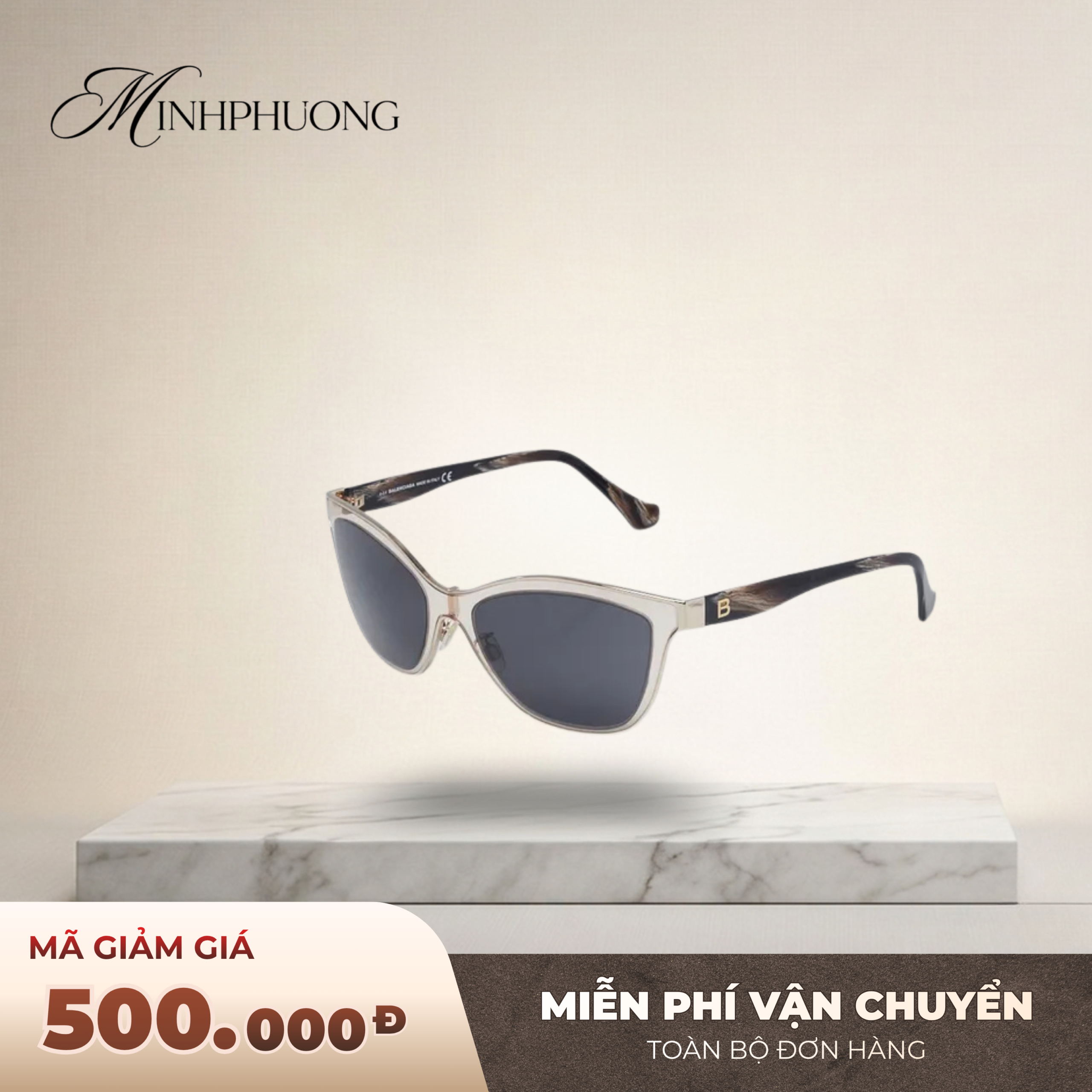 balenciaga clear acetate gold metal sunglasses